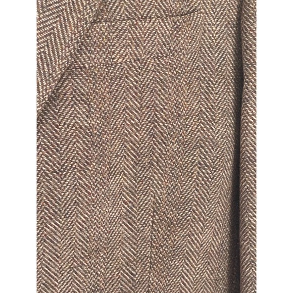 LA CROSSE Men's 40R Brown Herringbone Wool Tweed Blazer Jacket Elbow Patches - Picture 3 of 12